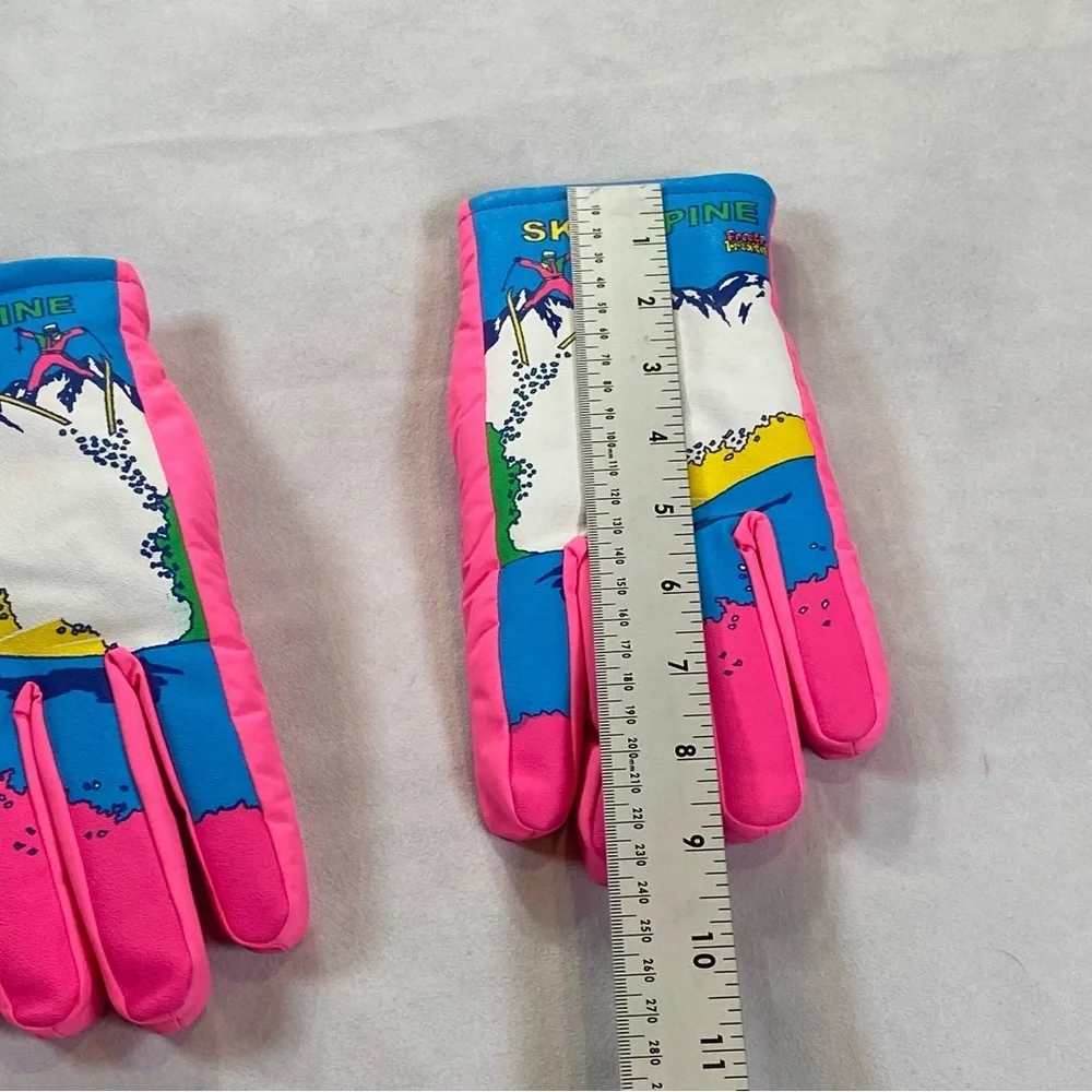 Freezy Freakies Vintage Unisex Adults Pink Printed Ski Gloves Size XS
